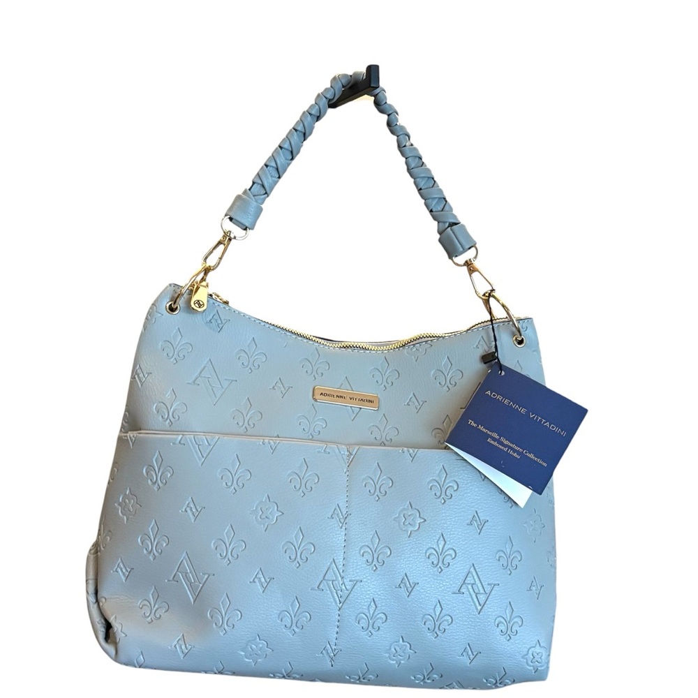 Adrienne Vittadini Marseille Signature Collection Embossed Hobo NWT $190 Gray